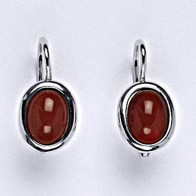 Stříbrné náušnice s přírodním kamenem karneol 8 x 6, NK 1355 