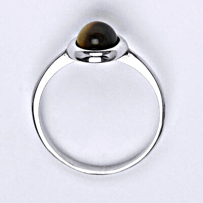 Stříbrný prsten s přírodním kamenem tygří oko 8 x 6 mm, T 1355
