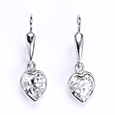 Stříbrné náušnice se Swarovski čirým krystalem,srdce,náušnice ze stříbra NK 1396/20