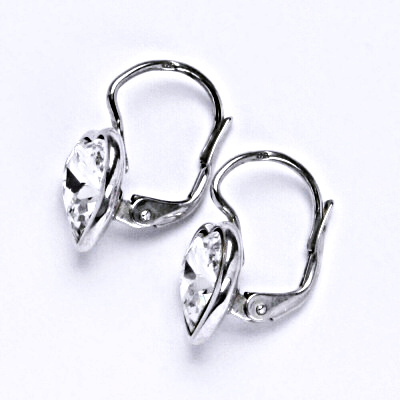1 Stříbrné náušnice se Swarovski čirým krystalem, srdce, NK 1396