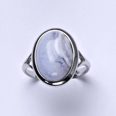 Stříbrný prsten, přírodní chalcedon, prstýnek ze stříbra, T 1454