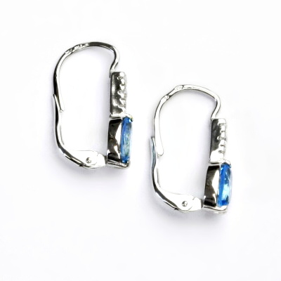 Stříbrné náušnice s čirými zirkony, přírodní topaz swiss, VE 9