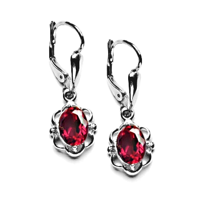 Stříbrné náušnice, zirkon rubín, NK 1140/20