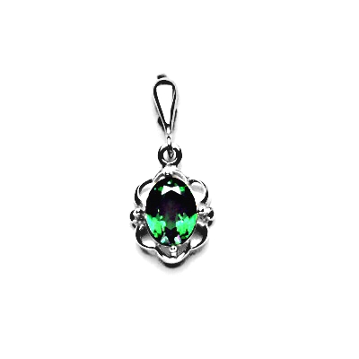 Stříbrný přívěsek, zirkon emerald, P 1140/22