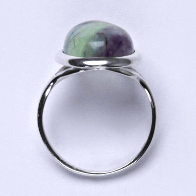 Stříbrný prsten, přírodní fluorit, prstýnek s fluoritem, T 1455