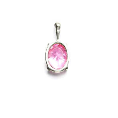 Stříbrný přívěsek, růžový zirkon 10 x 8 mm P 1002