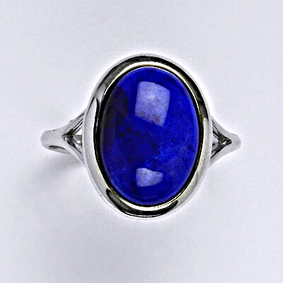 Stříbrný prsten,přírodní lazurit,lapis 14 x 10 mm, T 1454 