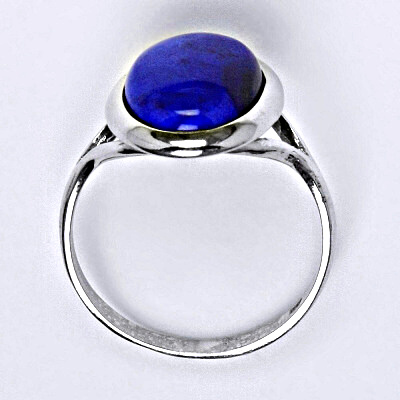 Stříbrný prsten,přírodní lazurit,lapis 14 x 10 mm, T 1454 