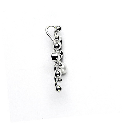 Stříbrný přívěsek, čiré zirkony, přírodní bílá perla 3 mm