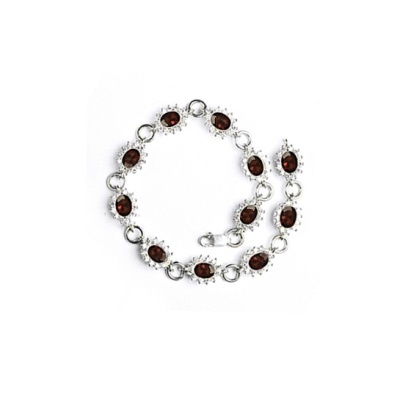 Stříbrný náramek Kate, přírodní granát, čiré zirkony, NH 1480-1