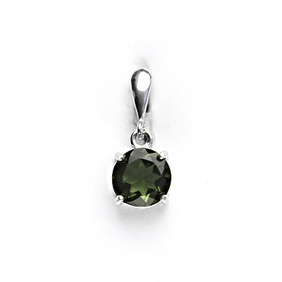 Stříbrný přívěsek, přírodní vltavín 8 mm, P 1357