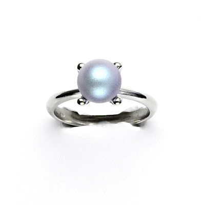 Stříbrný prsten, Swarovski perla iridescent light blue, T 1400