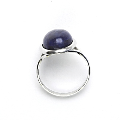 Stříbrný prsten, přírodní sodalit, 16 x 12 mm, T 1455