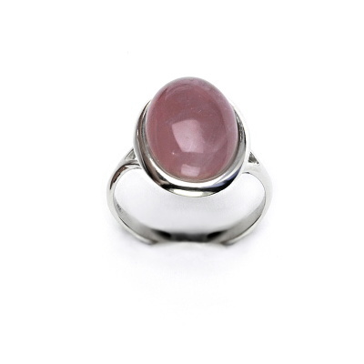 Stříbrný prsten, přírodní růženín malinový, 16 x 12 mm, T 1455