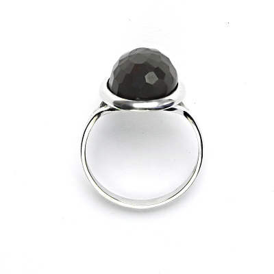 Stříbrný prsten, přírodní záhněda šachovnice, 16 x 12 mm, T 1455