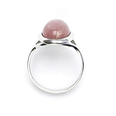 Stříbrný prsten, přírodní růženín malinový, 14 x 10 mm, T 1454