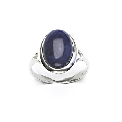 Stříbrný prsten, přírodní sodalit, 14 x 10 mm, T 1454 m
