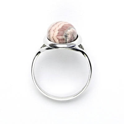 Stříbrný prsten, přírodní rodochrozit, 14 x 10 mm, T 1454