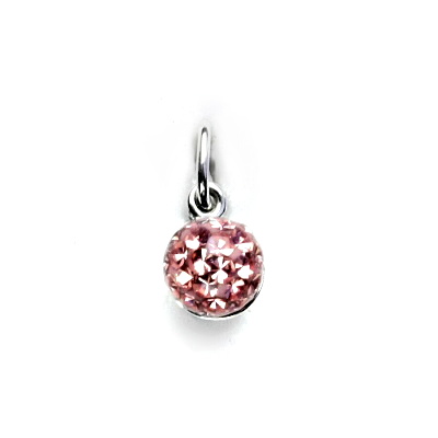 Stříbrný přívěsek, kulička s krystaly Light rose, P 1183