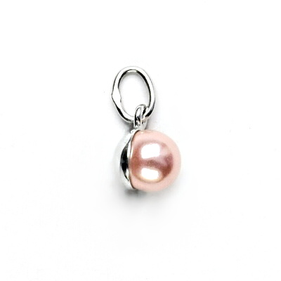 Stříbrný přívěsek synt. perla 6 mm -  P 1183 růžová B