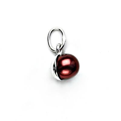 Stříbrný přívěsek synt. perla 6 mm - P 1183 vínová 