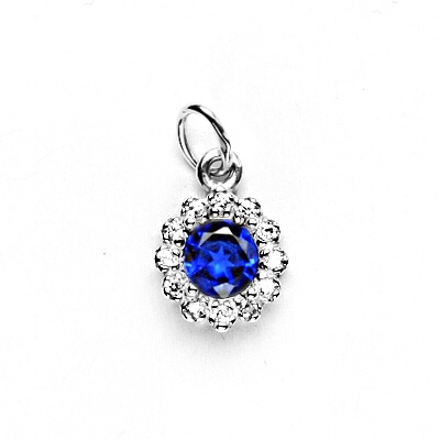 Stříbrný přívěsek, syntetický spinel, čiré zirkony, P 1495
