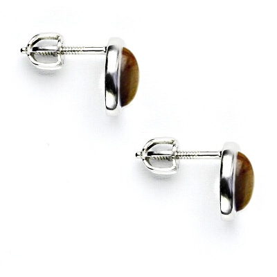 Stříbrné náušnice, přírodní tygří oko, NŠ 1354