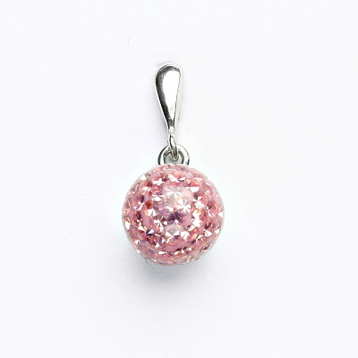 Stříbrný přívěsek, kulička s krystaly Light rose 10 mm, P 1298
