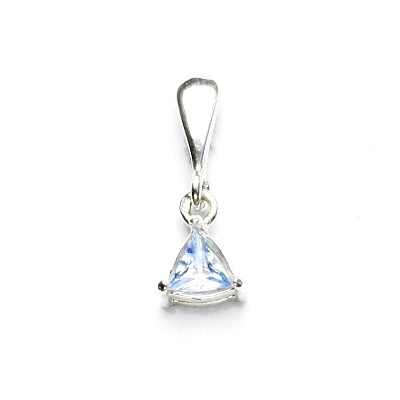 Stříbrný přívěsek, trojúhelník 4x4x4 mm, zirkon akvamarin, P 1519