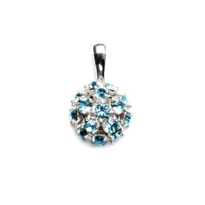 Přívěsek ze stříbra, krystaly Swarovski Light turquise, půlkoule, P 1337