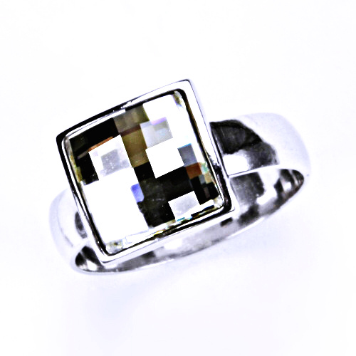 Stříbrný prsten, šperky, krystal Swarovski(čirá)T 1305
