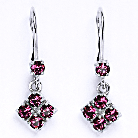 Stříbrné náušnice se Swarovski krystalem rose NŠ 1324
