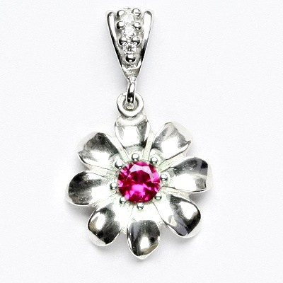 Stříbrný přívěšek se zirkonem rubín, kytička P 1389/2