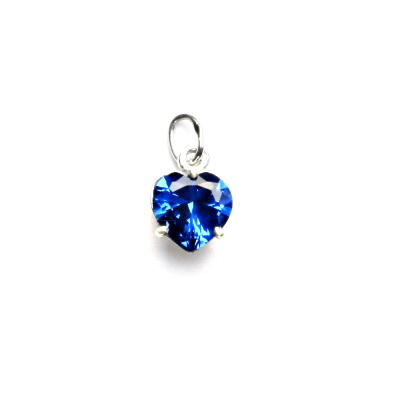 Stříbrný přívěsek, syntetický akvamarin, srdíčko 8x8 mm, P 1508