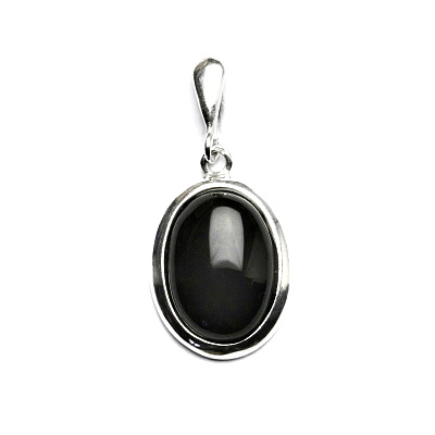 Stříbrný přívěsek, přírodní černý achát,onyx 14 x 10, P 1454/22
