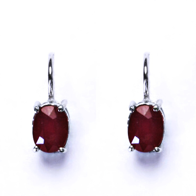 Stříbrné náušnice, přírodní rubín, náušnice ze stříbra, NK 1245