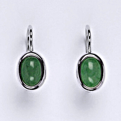 Stříbrné náušnice s přírodním kamenem avanturin 7 x 5, NK 1354