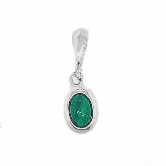 Stříbrný přívěsek,přírodní kámen malachit 6x4 mm, P 1353 