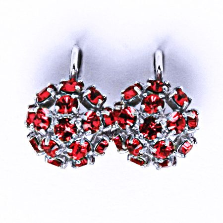 Náušnice stříbrné půlkoule s krystalem Swarovski Indian Pink, NK 1337