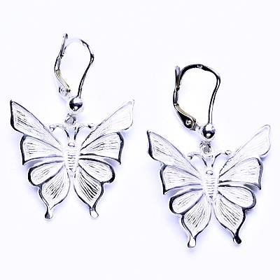 Stříbrné náušnice na klapku, motýli, NK 7/275