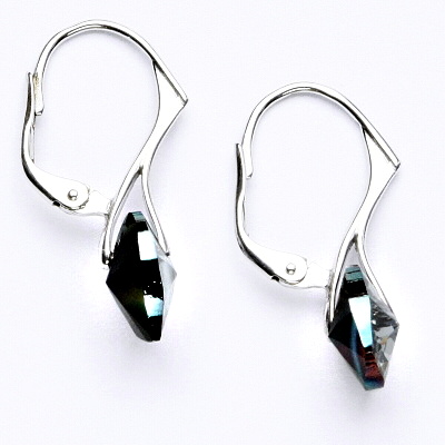 Stříbrné náušnice s krystalem Swarovski (srdce 10 mm, Rainbow Dark, 2), NK 1295 