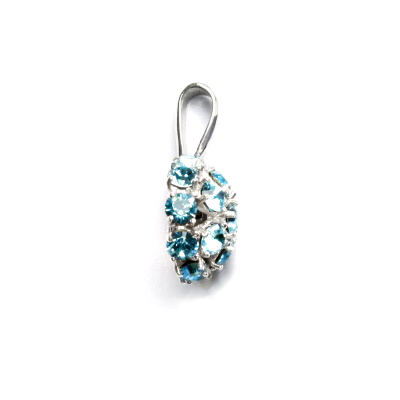 Přívěsek ze stříbra, krystaly Swarovski Light turquise, půlkoule, P 1337
