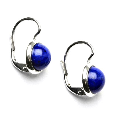 Stříbrné náušnice, přírodní lapis lazuli, NK 1503