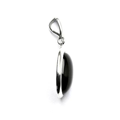 Stříbrný přívěsek, přírodní černý achát,onyx 14 x 10, P 1454/22