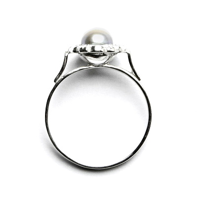 Stříbrný prsten, přírodní říční perla šedá (do růžova), T 1525