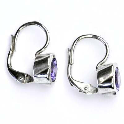 Stříbrné náušnice se zirkony, zirkon ametyst, náušnice ze stříbra, NK 1271