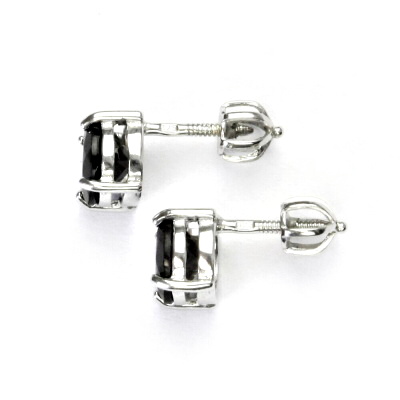 Stříbrné náušnice, přírodní černý spinel (pleonast), náušnice se spinelem, NŠ 1252