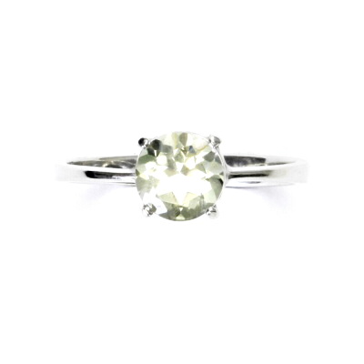 Stříbrný prsten, přírodní green ametyst, prstýnek s ametystem, T 1252