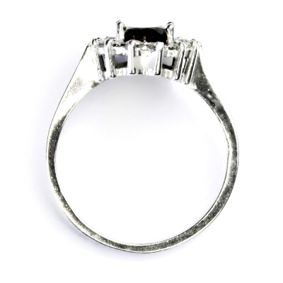 Stříbrný prsten, přírodní záhněda, čiré zirkony, Kate, T 1507