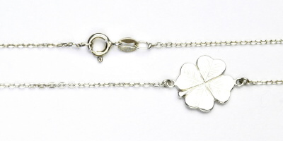 Stříbrný řetízek s čtyřlístkem, náhrdelník se čtyřlístkem, NH 905